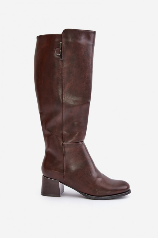 Botas altas con tacón de cuero sintético marrones Izanae
