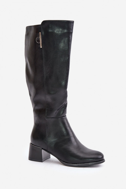 Botas altas con tacón de cuero sintético negras Izanae