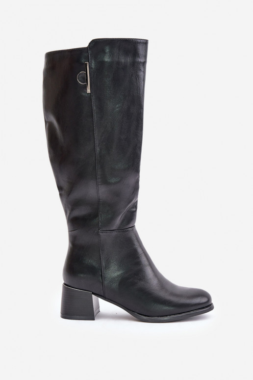Botas altas con tacón de cuero sintético negras Izanae