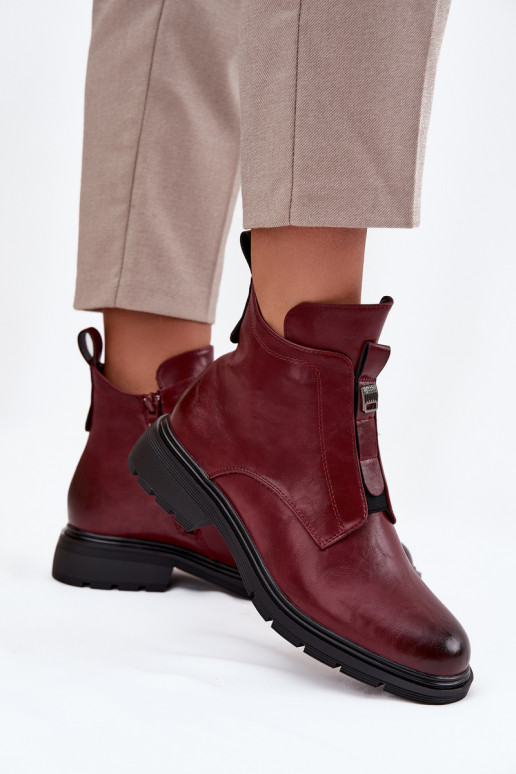 Botines cálidos para mujer con detalles decorativos burdeos Roselle
