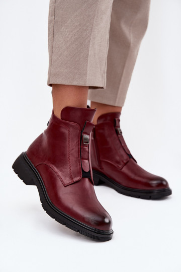 Botines cálidos para mujer con detalles decorativos burdeos Roselle 2