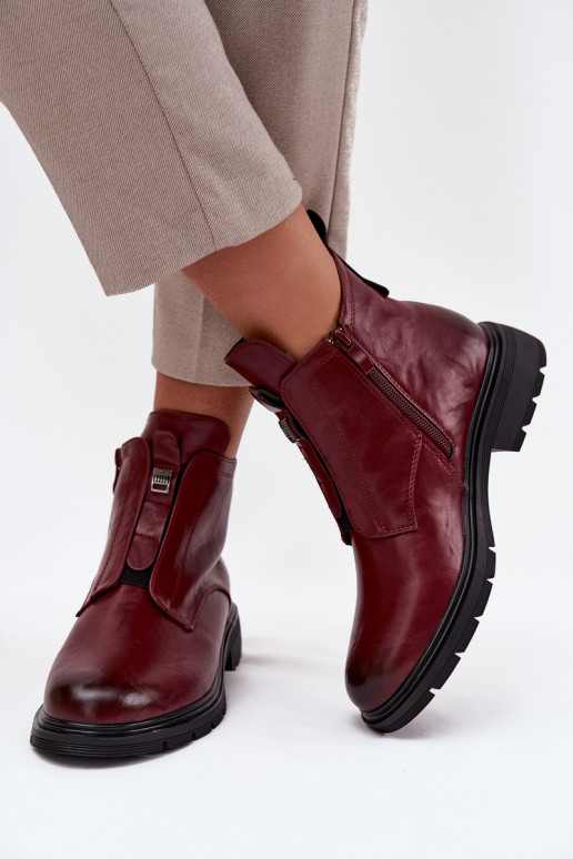 Botines cálidos para mujer con detalles decorativos burdeos Roselle