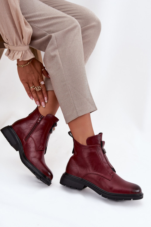 Botines cálidos para mujer con detalles decorativos burdeos Roselle