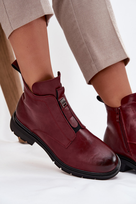 Botines cálidos para mujer con detalles decorativos burdeos Roselle