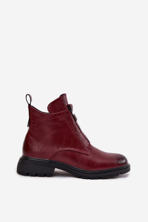 Botines cálidos para mujer con detalles decorativos burdeos Roselle