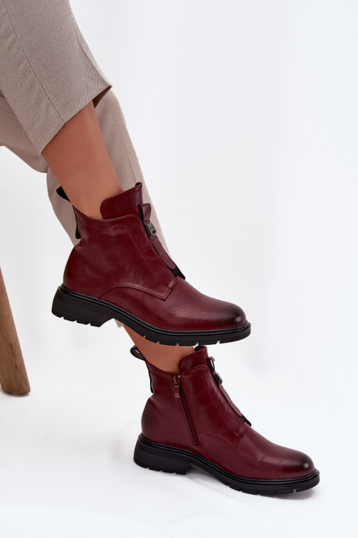 Botines cálidos para mujer con detalles decorativos burdeos Roselle