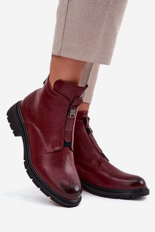 Botines cálidos para mujer con detalles decorativos burdeos Roselle