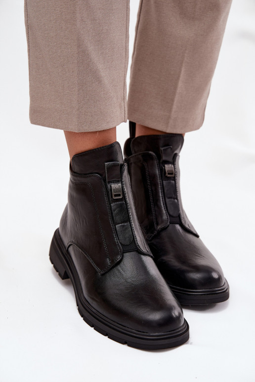 Botines cálidos para mujer con detalles decorativos negros Roselle