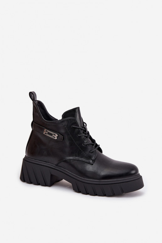 Botines bajos cálidos para mujer con tacones decorados negros Therisse