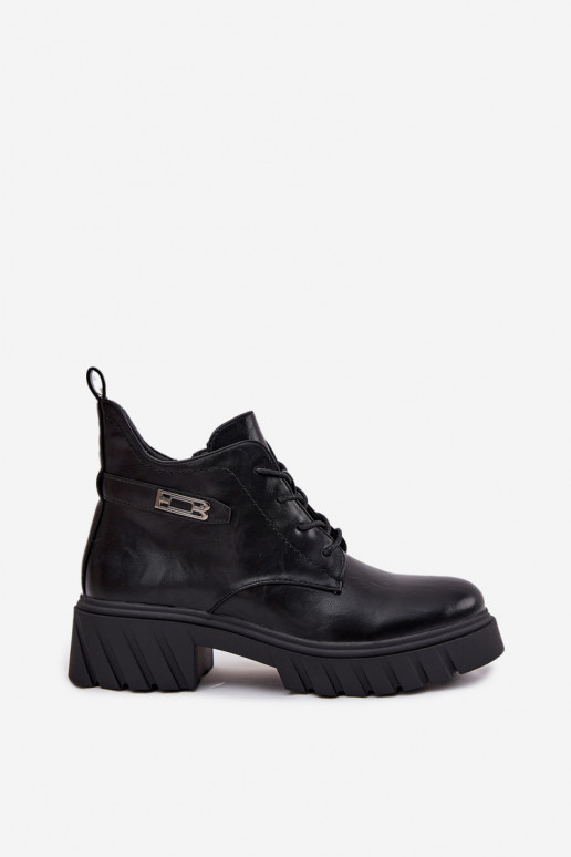 Botines bajos cálidos para mujer con tacones decorados negros Therisse