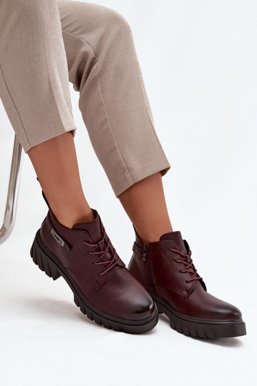Botines bajos cálidos para mujer con tacones decorados burdeos Therisse