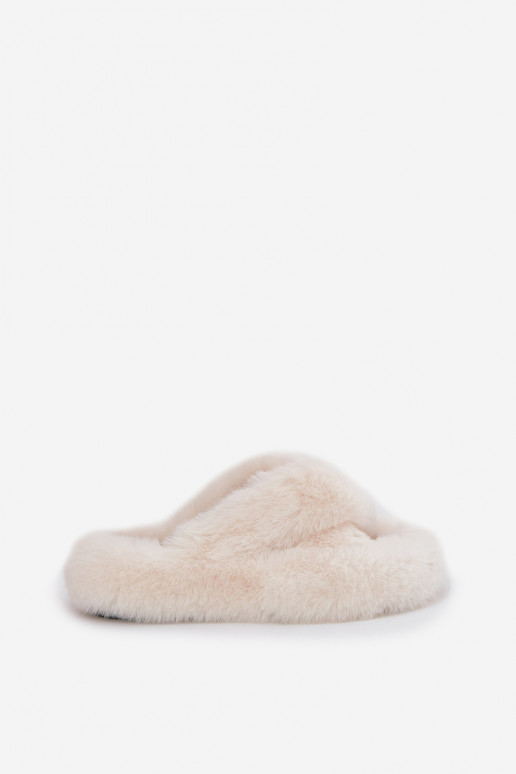 Zapatillas de mujer color marfil con pelo en suela gruesa Lavitera