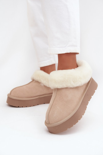 Botas de nieve beige para mujer de ante sintético con pelo Mivelle 2