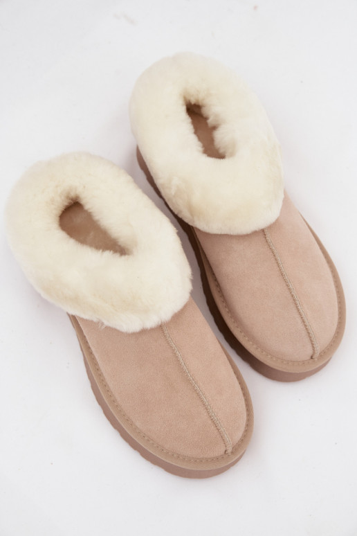 Botas de nieve beige para mujer de ante sintético con pelo Mivelle