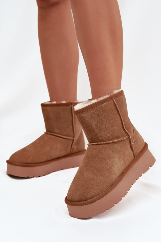 Botas de nieve marrones para mujer de ante sintético con plataforma Privine