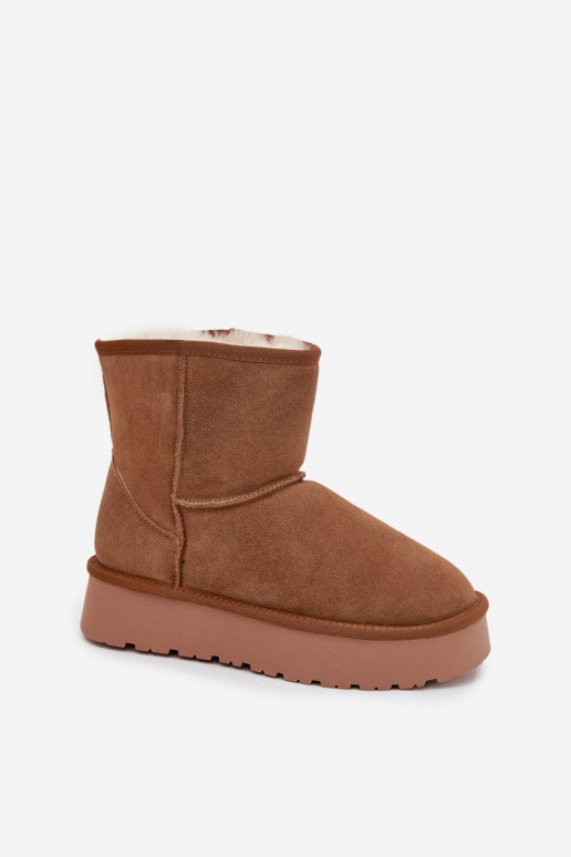 Botas de nieve marrones para mujer de ante sintético con plataforma Privine