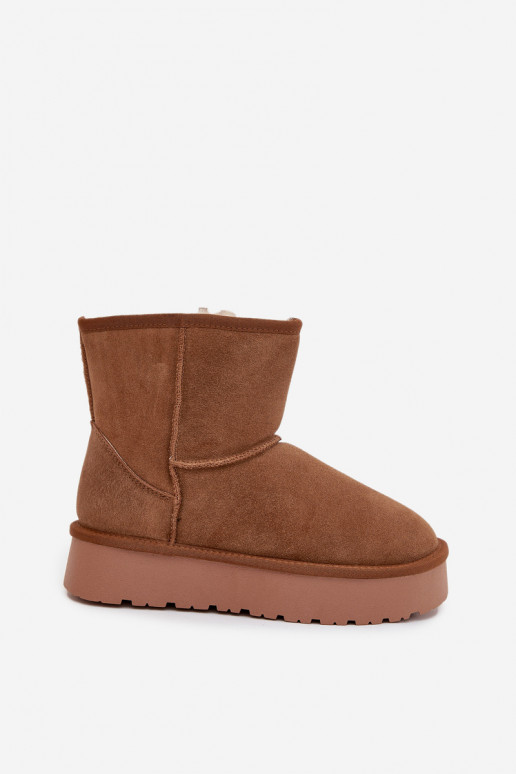 Botas de nieve marrones para mujer de ante sintético con plataforma Privine