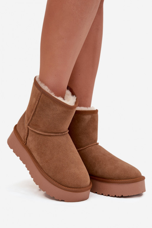 Botas de nieve marrones para mujer de ante sintético con plataforma Privine