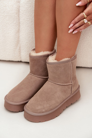 Botas de nieve beige para mujer de ante sintético con plataforma Privine