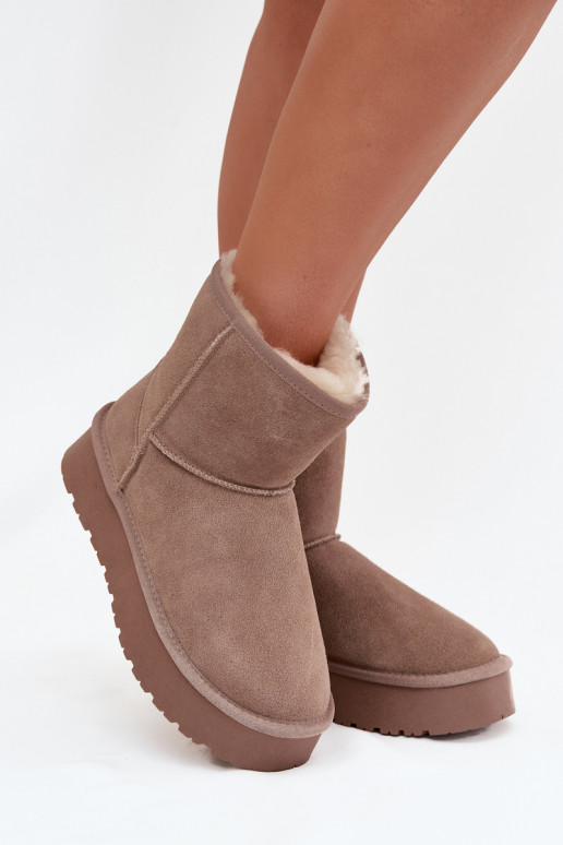 Botas de nieve beige para mujer de ante sintético con plataforma Privine