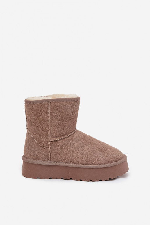 Botas de nieve beige para mujer de ante sintético con plataforma Privine