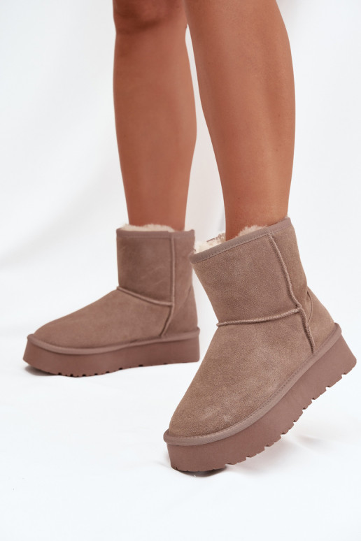 Botas de nieve beige para mujer de ante sintético con plataforma Privine