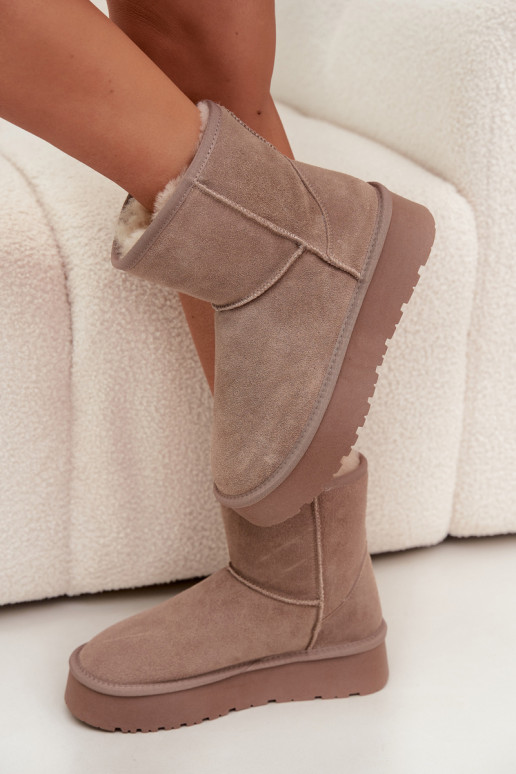 Botas de nieve beige para mujer de ante sintético con plataforma Privine