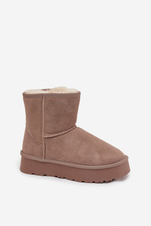 Botas de nieve beige para mujer de ante sintético con plataforma Privine