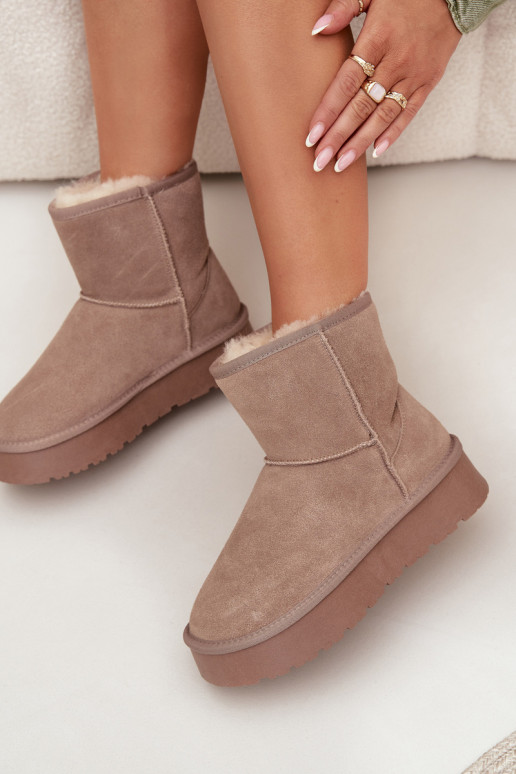 Botas de nieve beige para mujer de ante sintético con plataforma Privine
