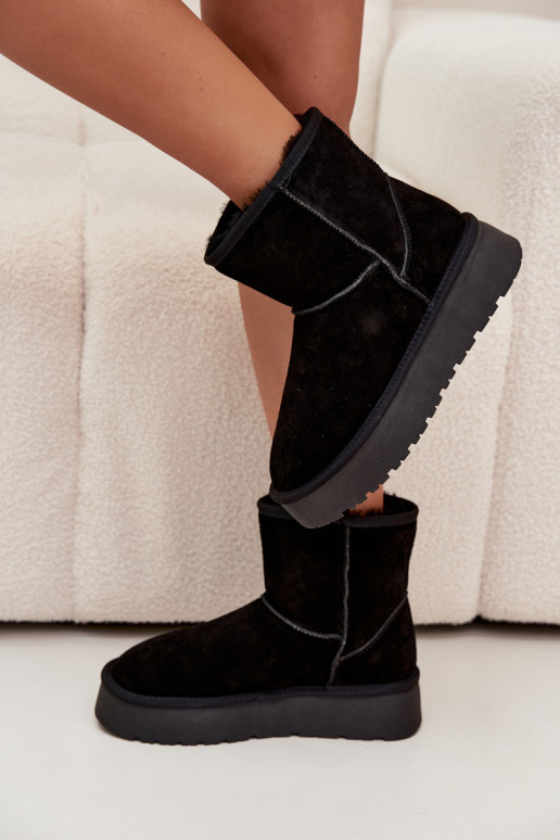 Botas de nieve negras para mujer de ante sintético con plataforma Privine