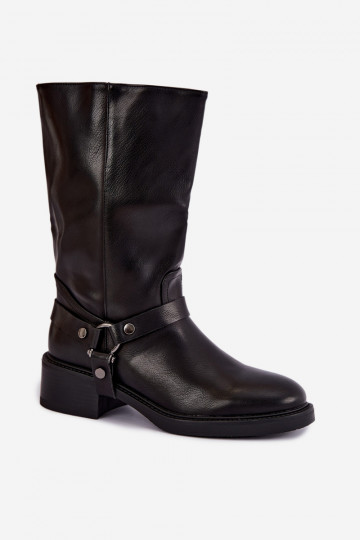 Botines calentitos con correas decorativas en negro Galdine
