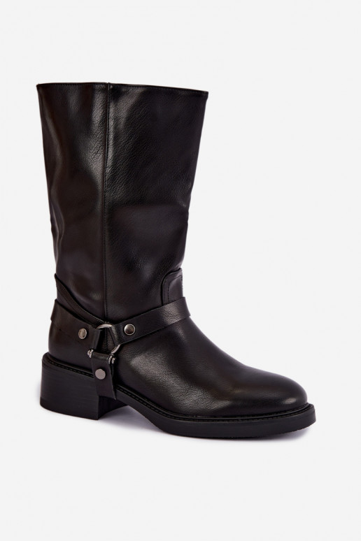 Botines calentitos con correas decorativas en negro Galdine