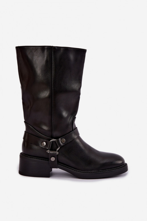 Botines calentitos con correas decorativas en negro Galdine