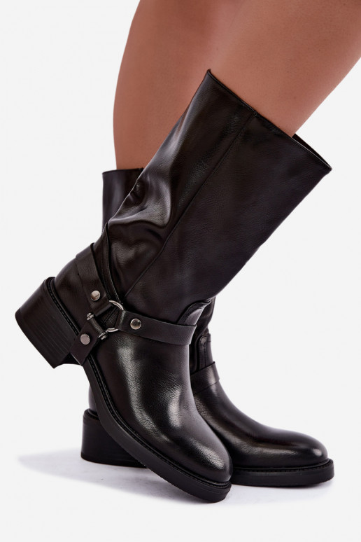 Botines calentitos con correas decorativas en negro Galdine