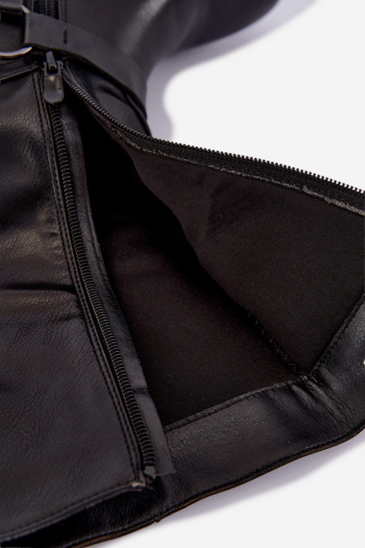 Botines calentitos con correas decorativas en negro Galdine