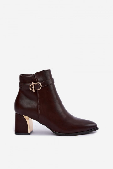 Botines de mujer con correas decorativas y hebillas en color chocolate Kordelia 2