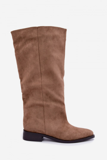 Botas altas sin cierre con tacones anchos en color arena Cadorine 2