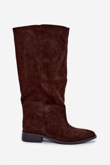 Botas altas sin cierre con tacones anchos en color chocolate Cadorine 2