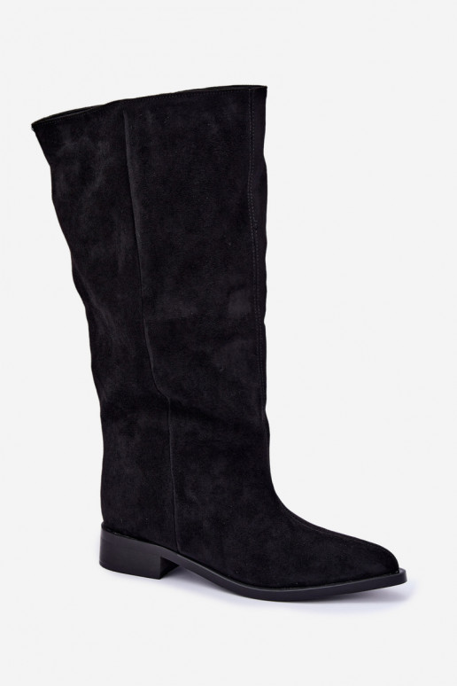 Botas altas sin cierre con tacones anchos en negro Cadorine