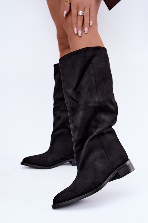 Botas altas sin cierre con tacones anchos en negro Cadorine
