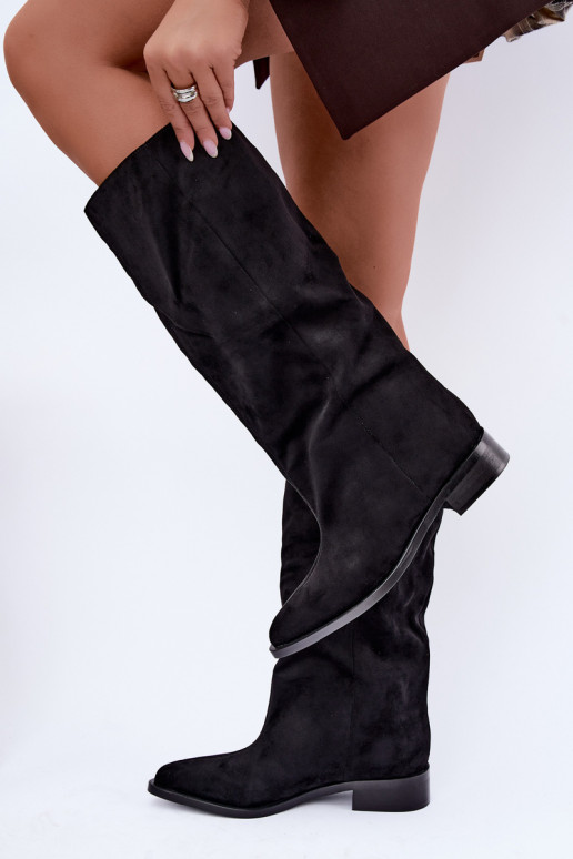 Botas altas sin cierre con tacones anchos en negro Cadorine