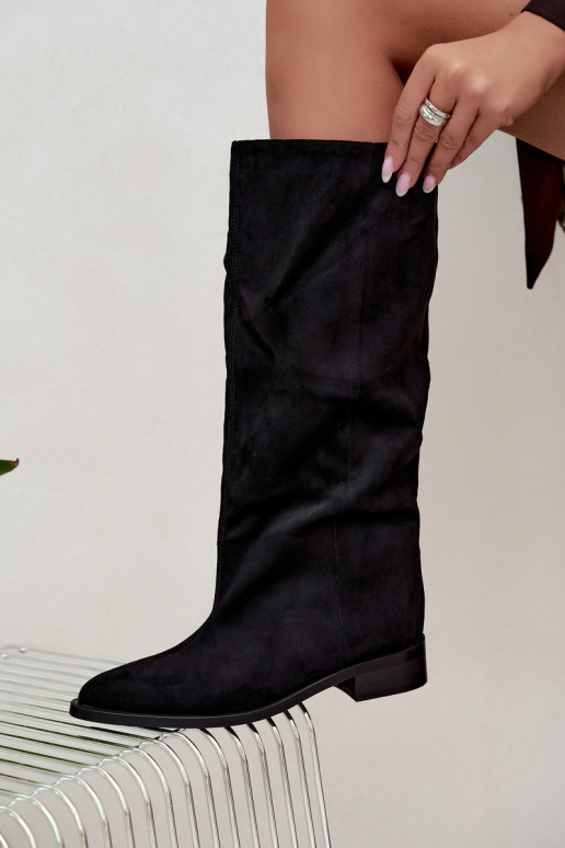 Botas altas sin cierre con tacones anchos en negro Cadorine