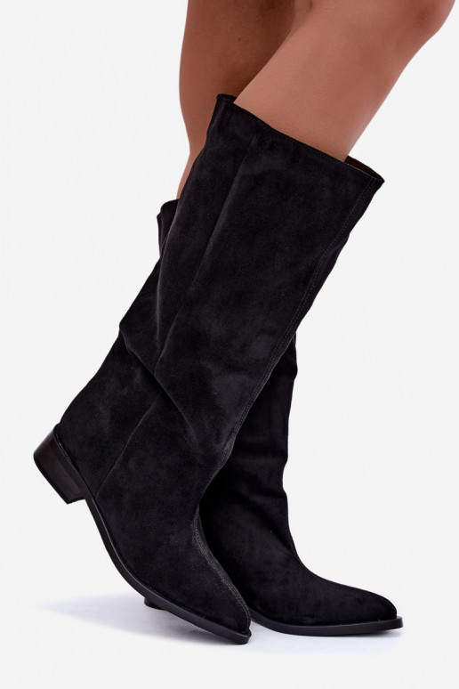 Botas altas sin cierre con tacones anchos en negro Cadorine