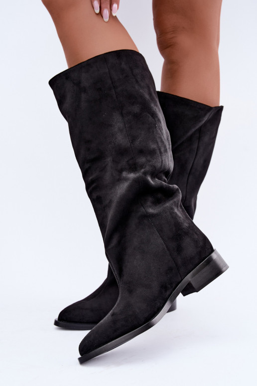 Botas altas sin cierre con tacones anchos en negro Cadorine