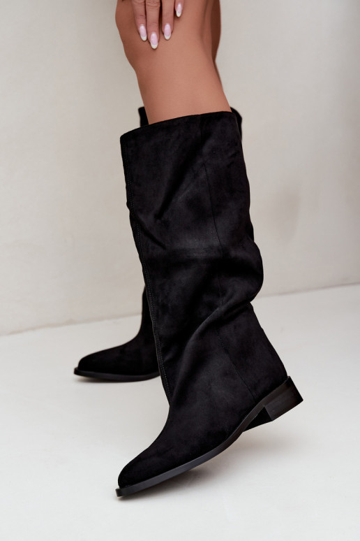 Botas altas sin cierre con tacones anchos en negro Cadorine