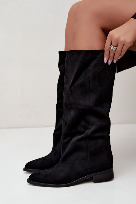 Botas altas sin cierre con tacones anchos en negro Cadorine