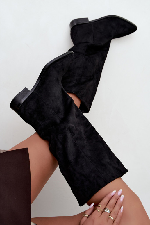 Botas altas sin cierre con tacones anchos en negro Cadorine