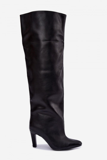 Botas altas sin cierre para mujer con tacones puntiagudos sobre la rodilla en negro Emorine 2