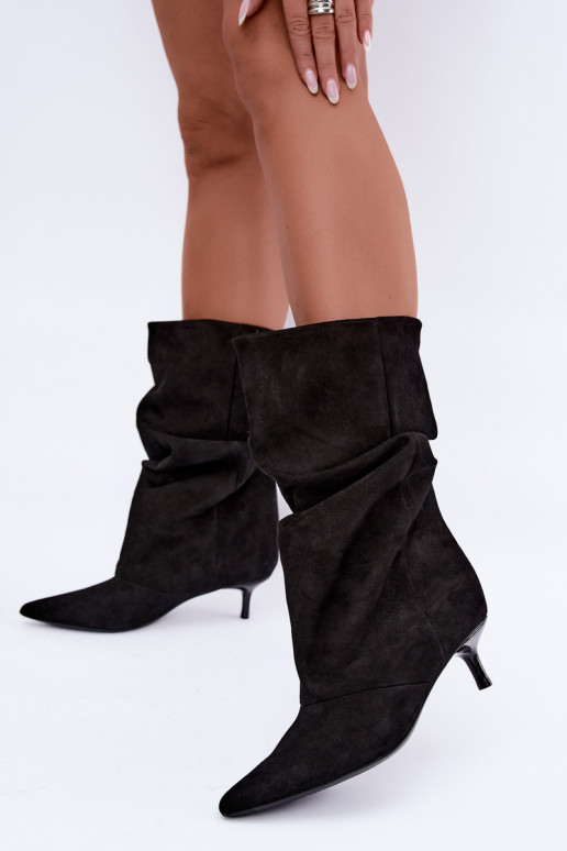 Botines Slouchy sin cierre con tacones en negro Falisette