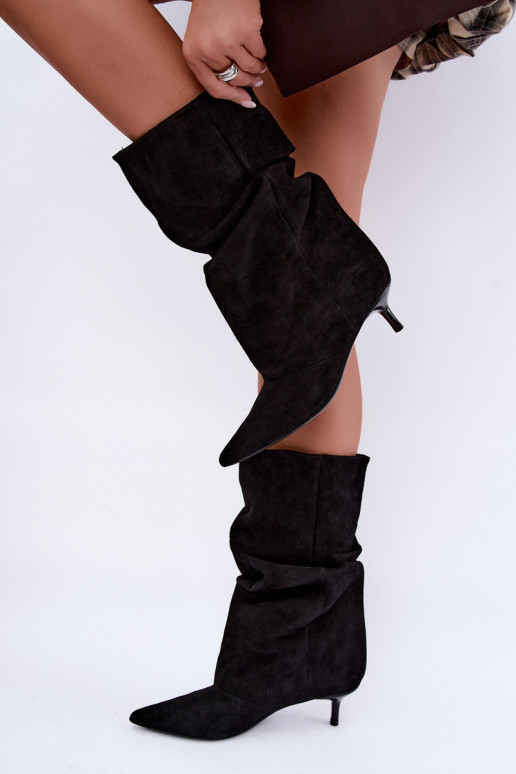 Botines Slouchy sin cierre con tacones en negro Falisette